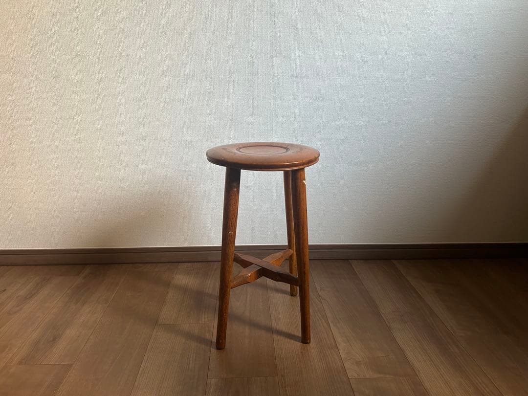 丸椅子　アンティーク　木製　スツール　花台　ヴィンテージ　チェア　レトロ
