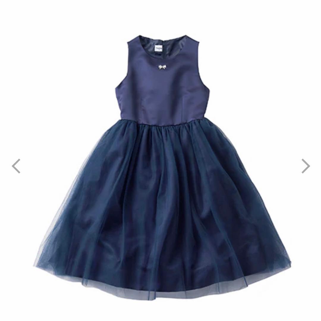 ファミリア　フォーマルドレス　140cm (パニエ付きチュールワンピースネイビー