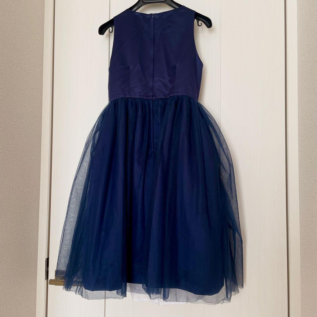 ファミリア　フォーマルドレス　140cm (パニエ付きチュールワンピースネイビー