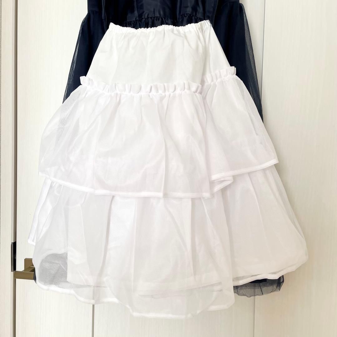 ファミリア　フォーマルドレス　140cm (パニエ付きチュールワンピースネイビー