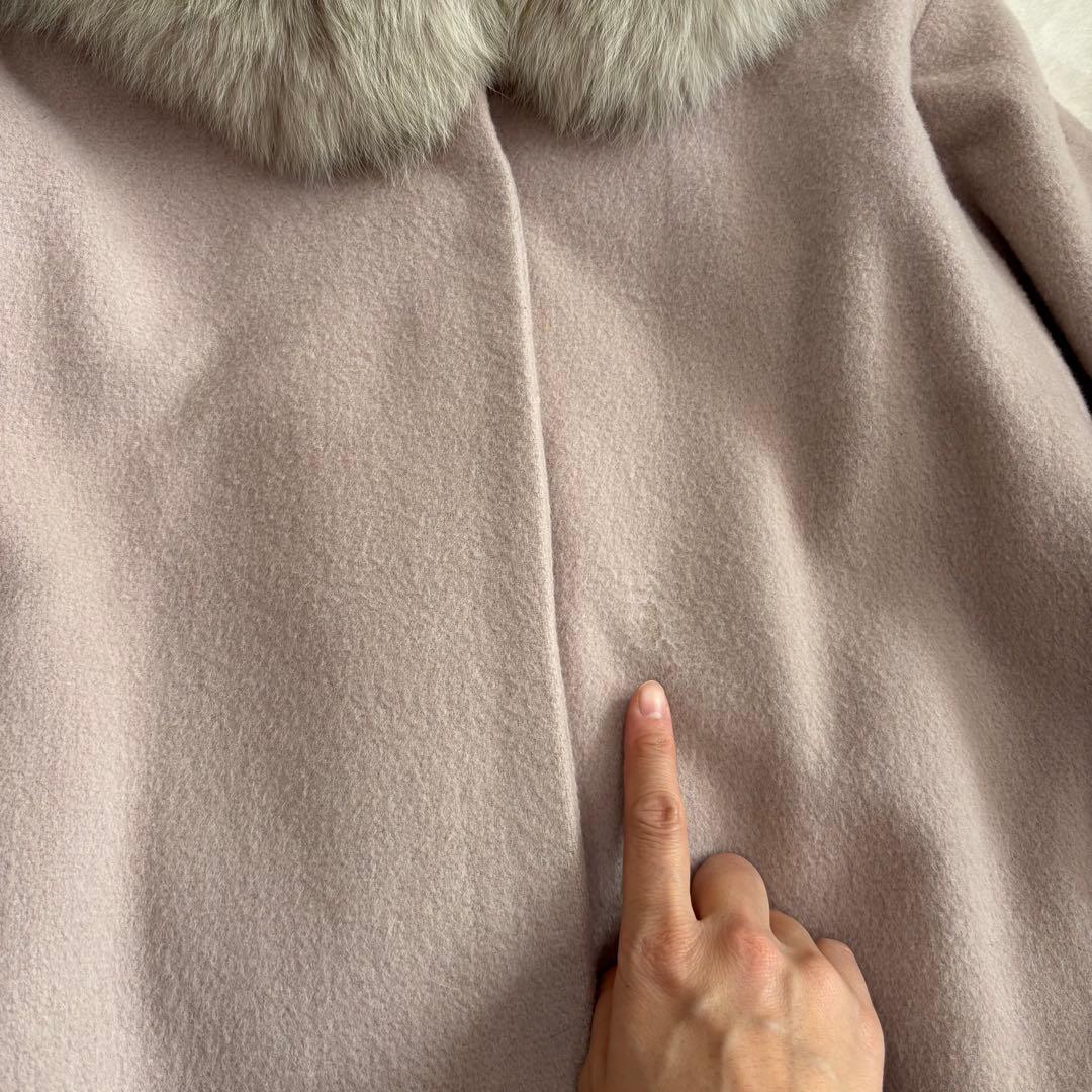 Noela ノエラ　ポンチョ型　フォックスファー　コート　ピンクベージュ