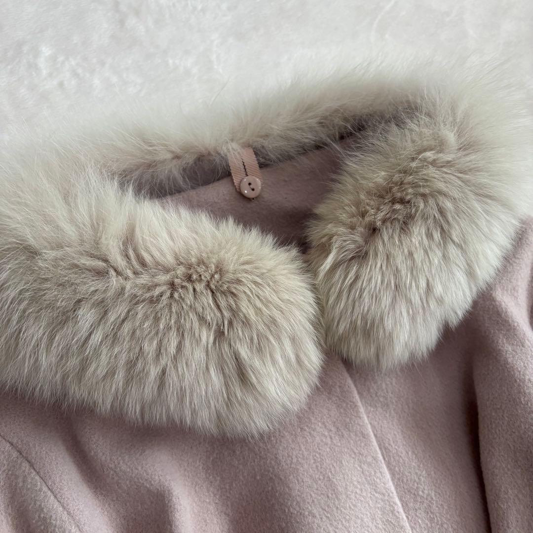 Noela ノエラ　ポンチョ型　フォックスファー　コート　ピンクベージュ