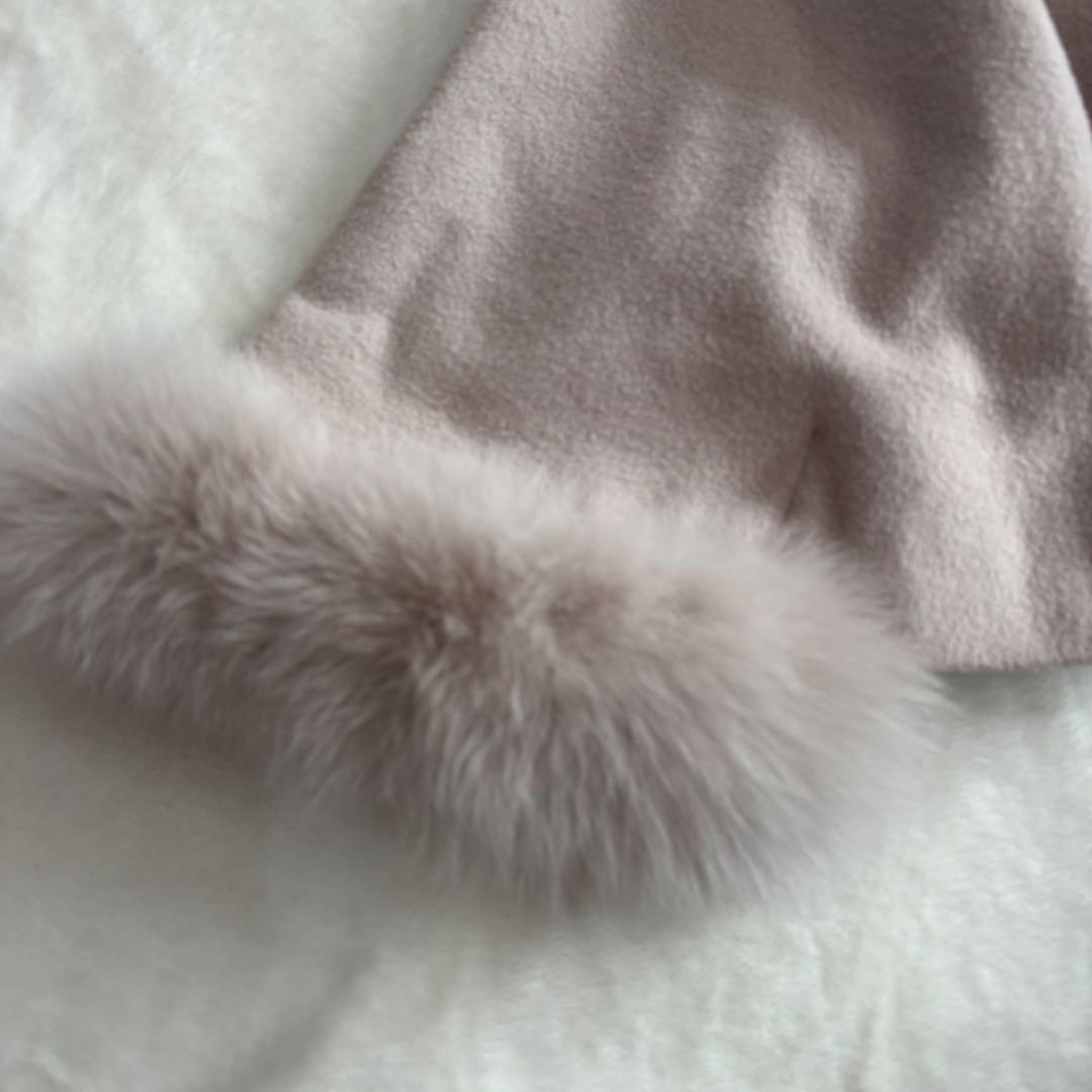 Noela ノエラ　ポンチョ型　フォックスファー　コート　ピンクベージュ