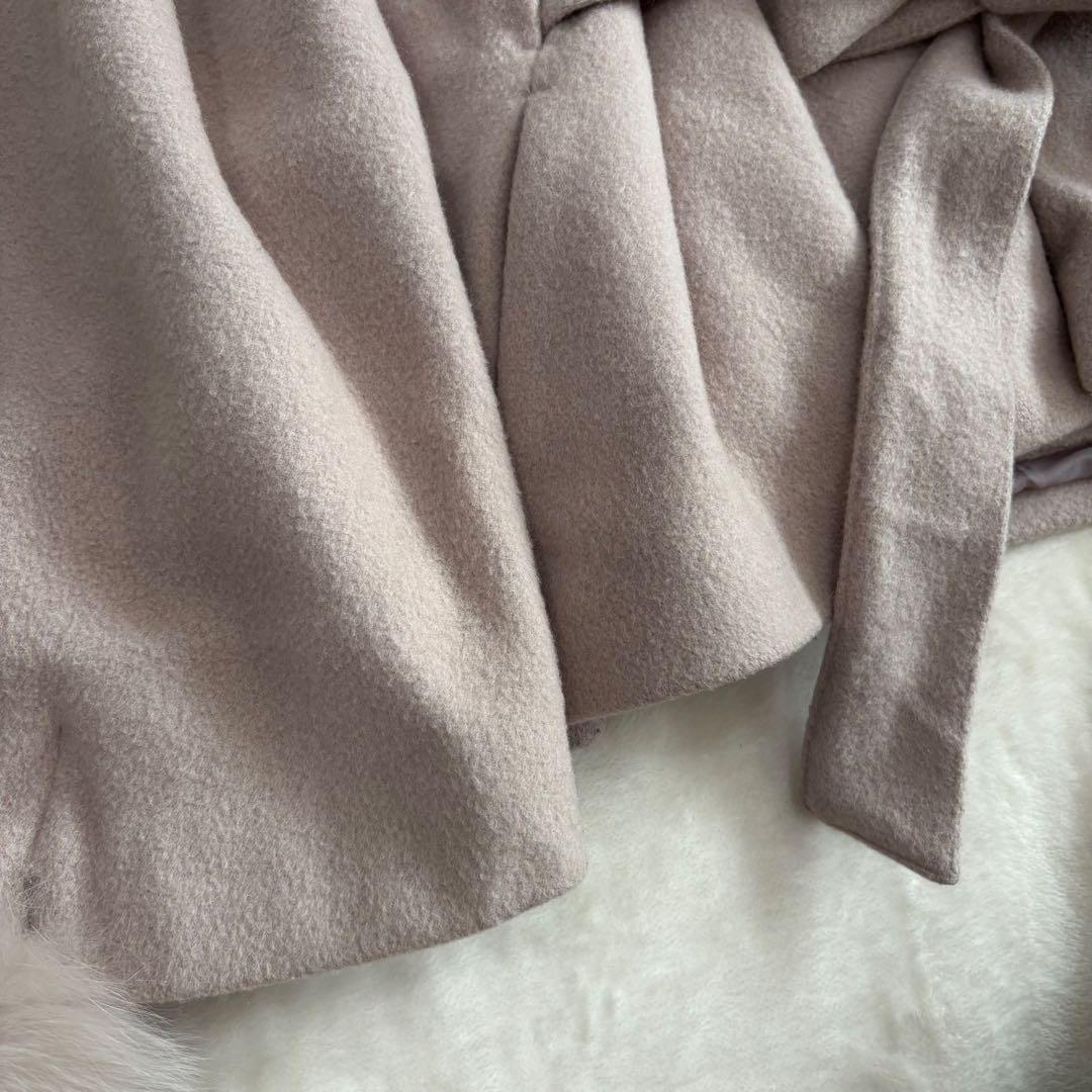 Noela ノエラ　ポンチョ型　フォックスファー　コート　ピンクベージュ