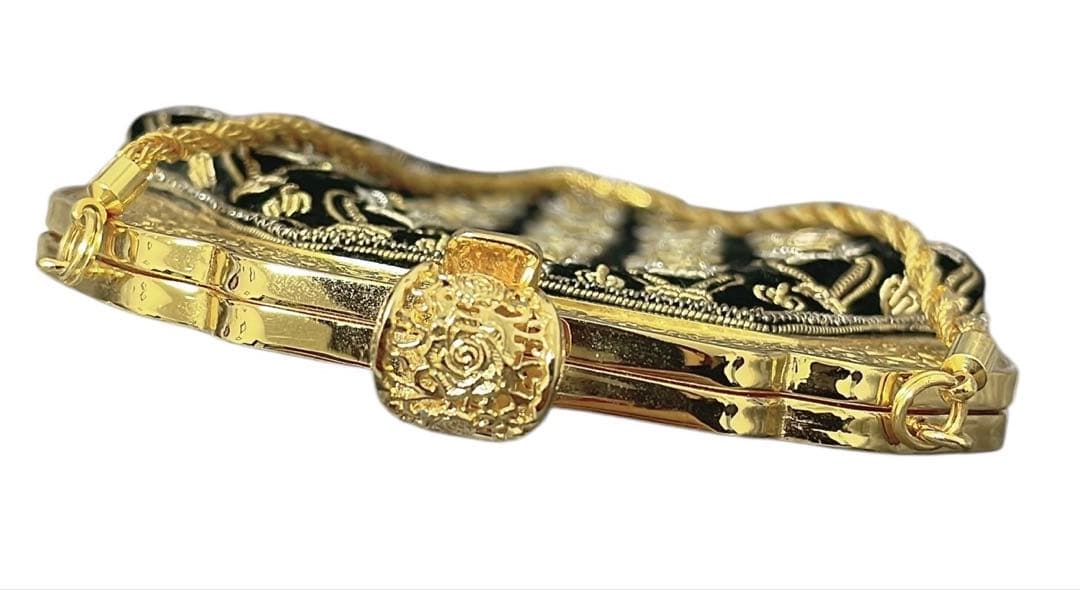 ビーズ　パーティバッグ　ベルベット　黒　ゴールド　ヴィンテージ