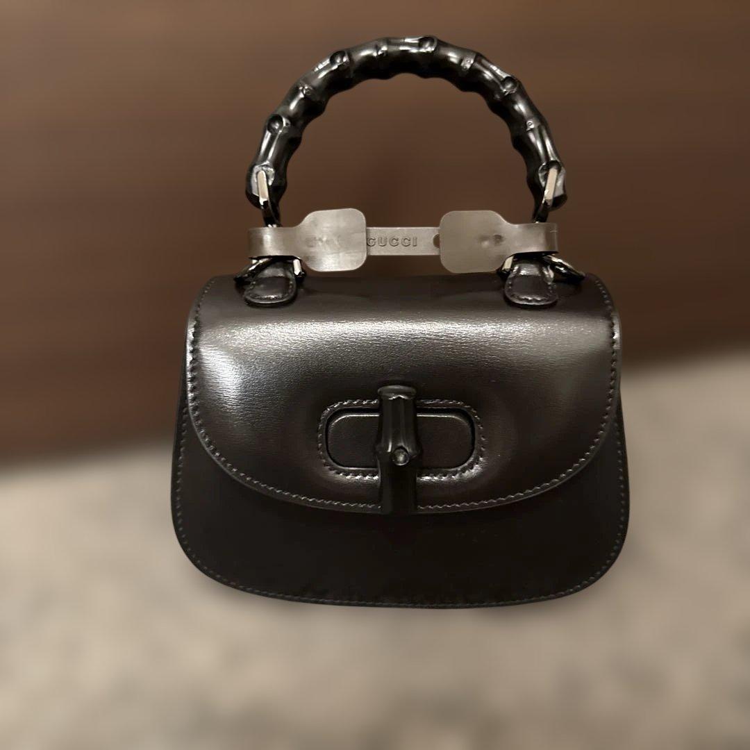 GUCCI バンブー　ブラック ハンドバッグ