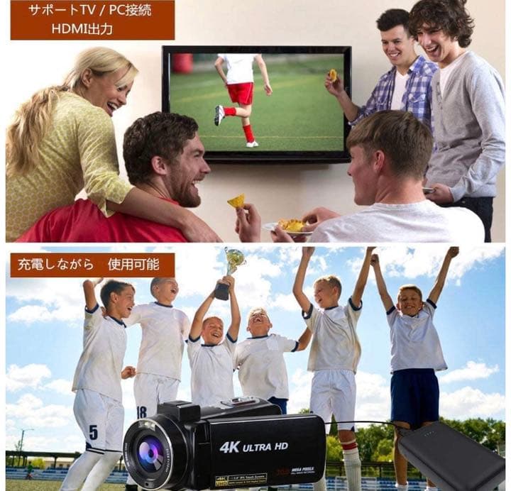 【送料無料】4Kビデオカメラ カメラマイク付きウルトラHD