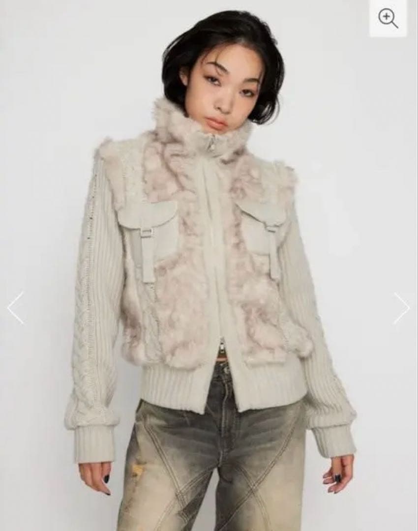 lagua gem CABLE KNIT FAUX FUR ブルゾン