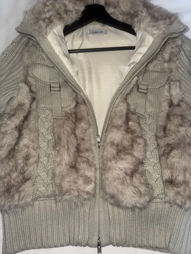 lagua gem CABLE KNIT FAUX FUR ブルゾン