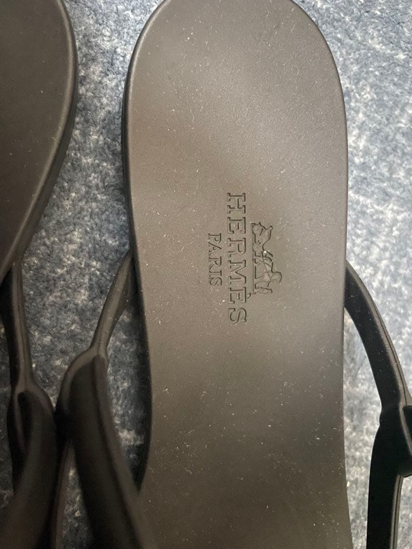 HERMES】シェーヌダンクル ラバーサンダル（ブラック）サイズ36／保存袋付き