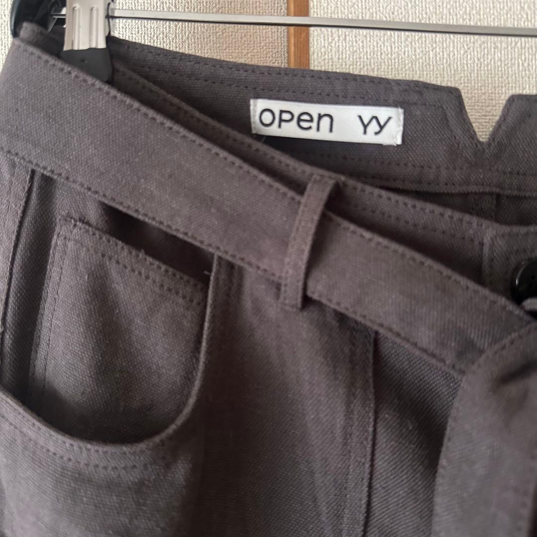 【美品】OPEN Yy LINEN CARGO PANTS CHARCOAL M