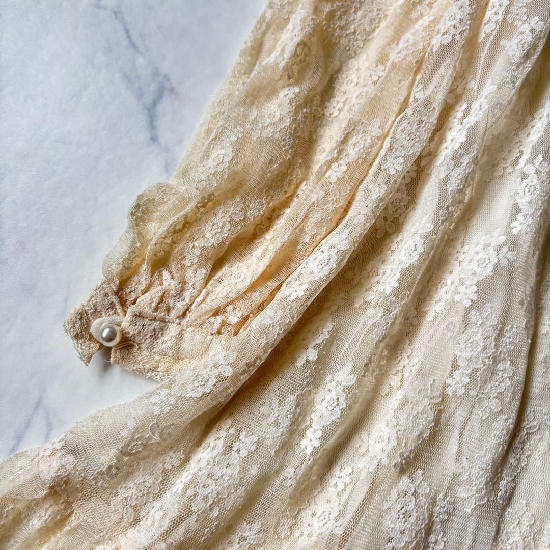 GUNNE SAX レース ロングワンピース　レトロ　ヴィンテージ◆7069