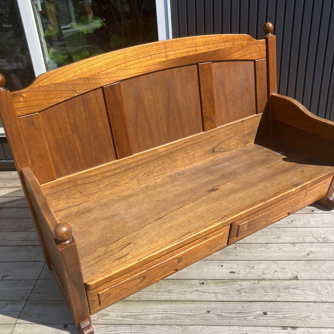 北欧レトロ カントリー家具 木製ベンチ 二人掛けソファー ビンテージヴィンテージ