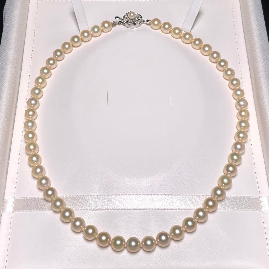 極美品 花珠級 アコヤパール ネックレス あこや真珠 7.5〜7.9㎜ O603