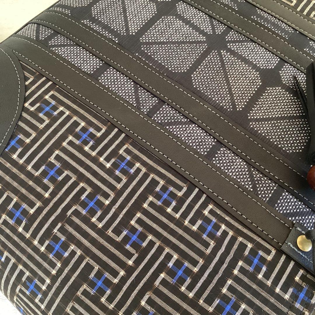 秋名バラ 大島紬 ×本革 着物リメイク バッグ 和装バッグ ハンドメイド 龍郷