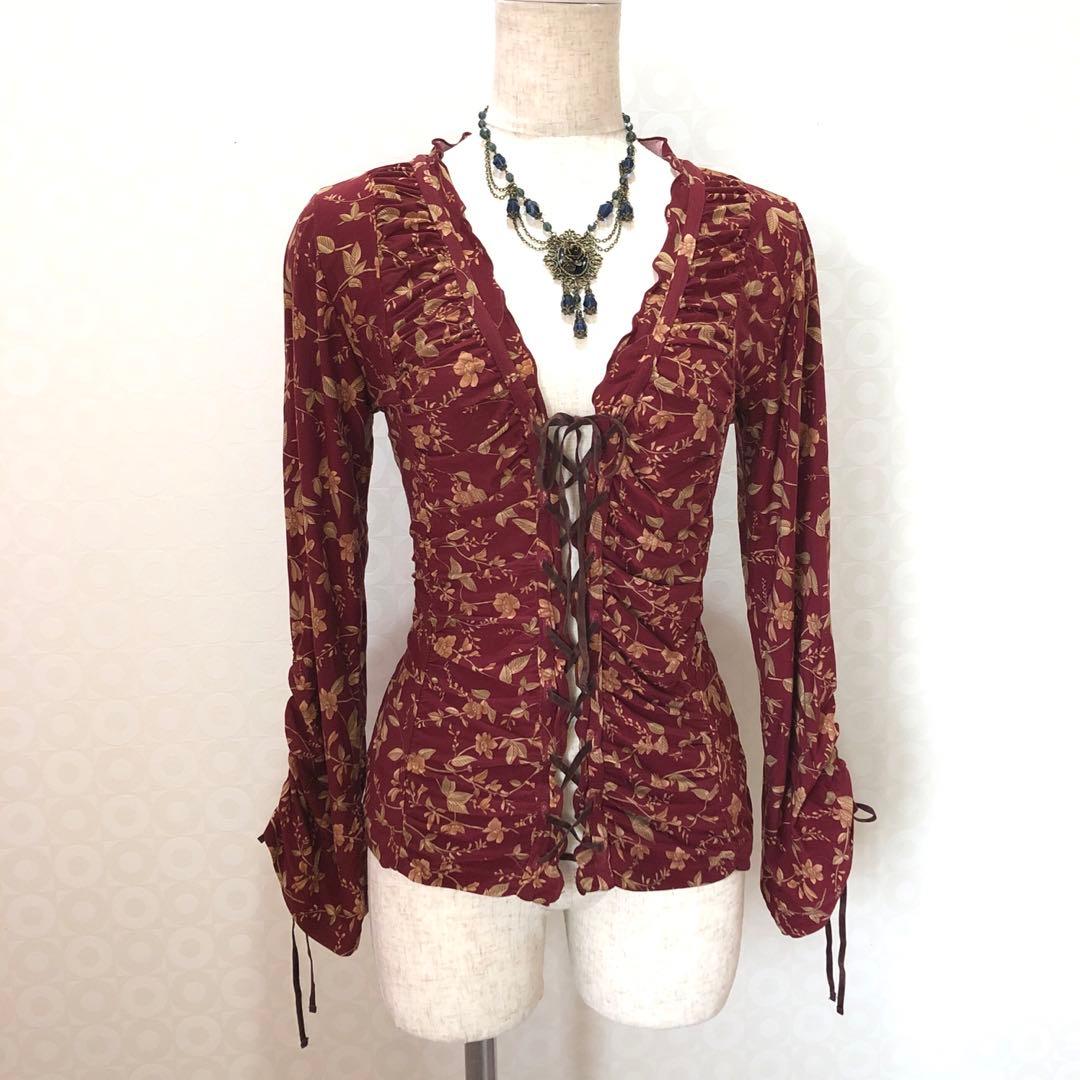 ドロスト レースアップ Y2K フェアリーグランジ 森ガール 平成ギャル