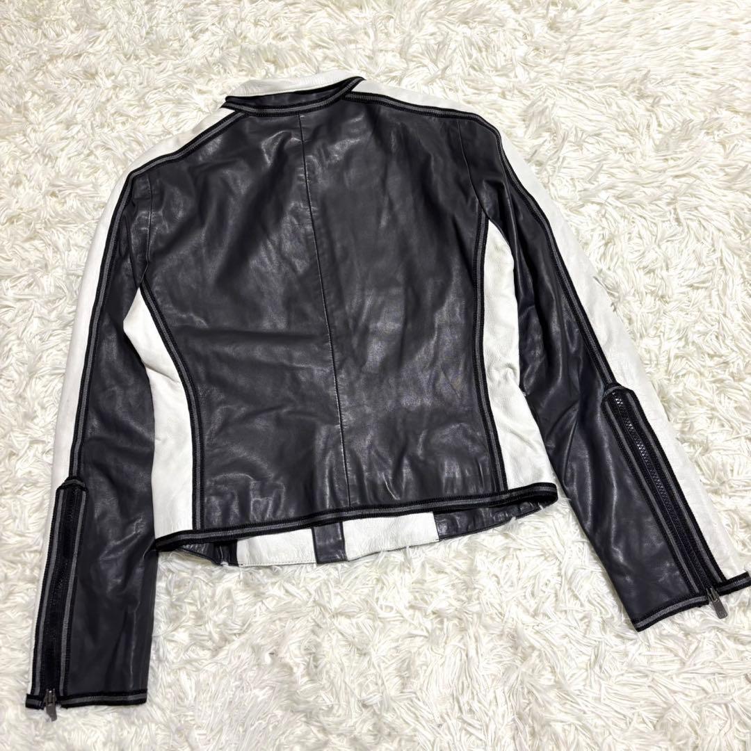 【美品・希少】アルマーニ　コレツォーニ　ライダースジャケット　バイカラー XL