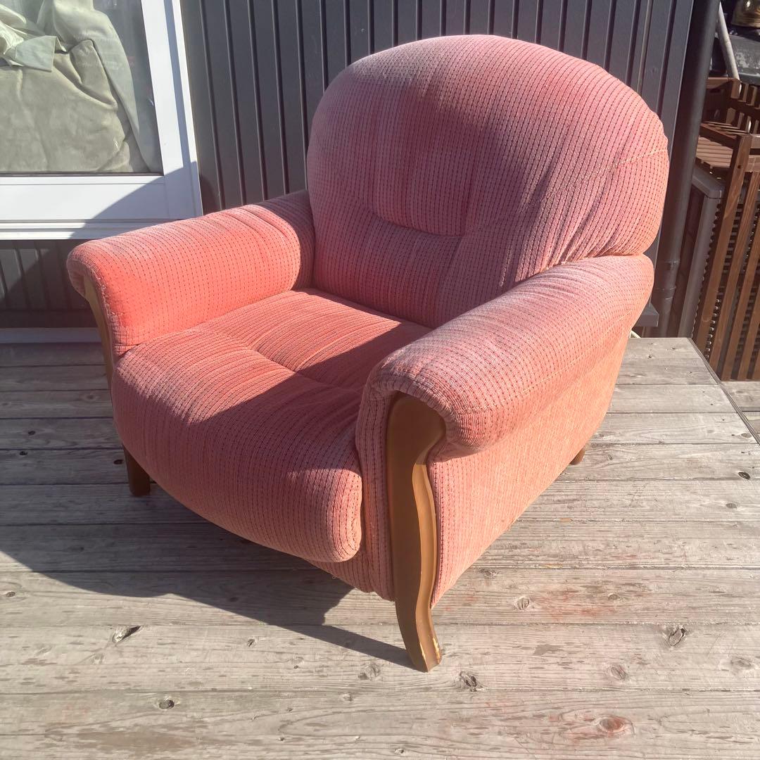 北欧レトロ ミッドセンチュリー 1人掛けソファー アームチェア ピンク