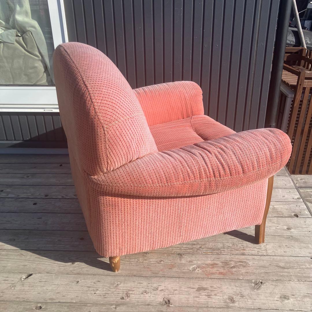 北欧レトロ ミッドセンチュリー 1人掛けソファー アームチェア ピンク
