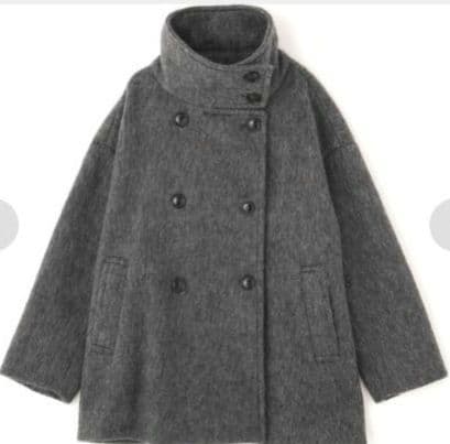 ナチュラルビューティーベーシック　スタンドネックシャギーミディコート