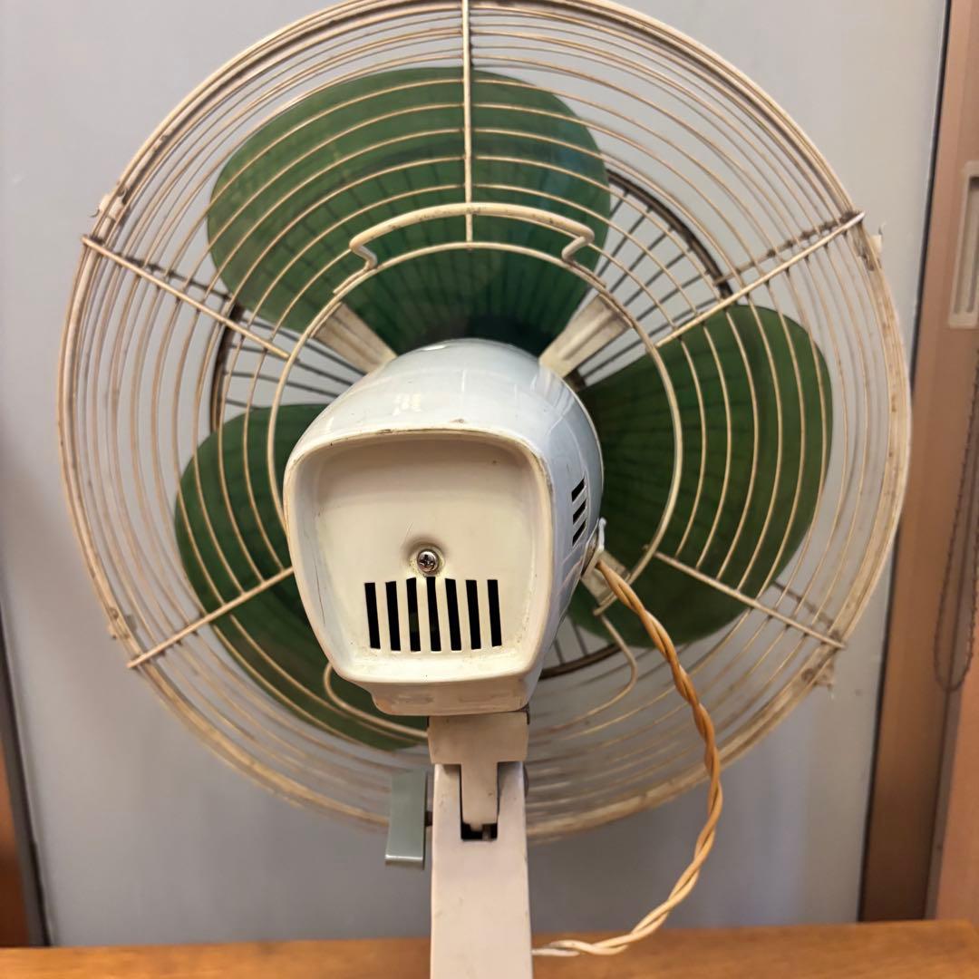 【希少昭和レトロ】三菱扇風機D35-L2型 三枚羽 細目扇 色調オリーブ 動作品