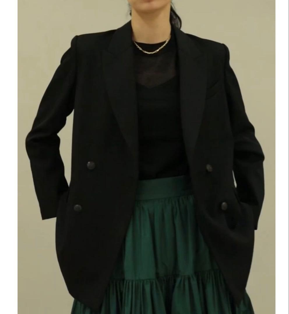 極美品 プルミエアロンディスモン♡ウールツイルジャケット ダブル ブラック 38