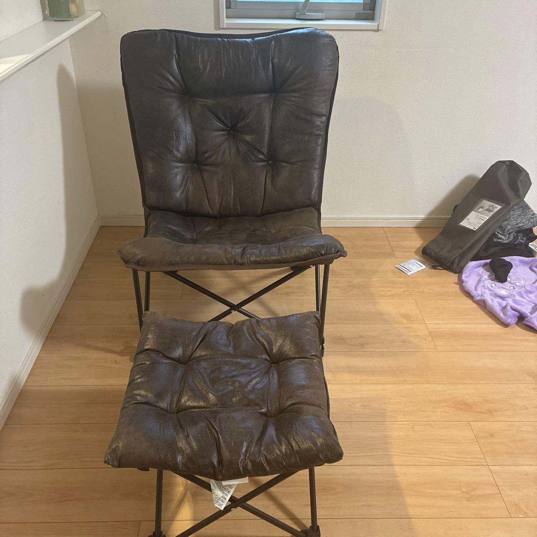 【美品】ニトリ　バタフライチェア ハイバック＆折りたたみスツール　2点セット