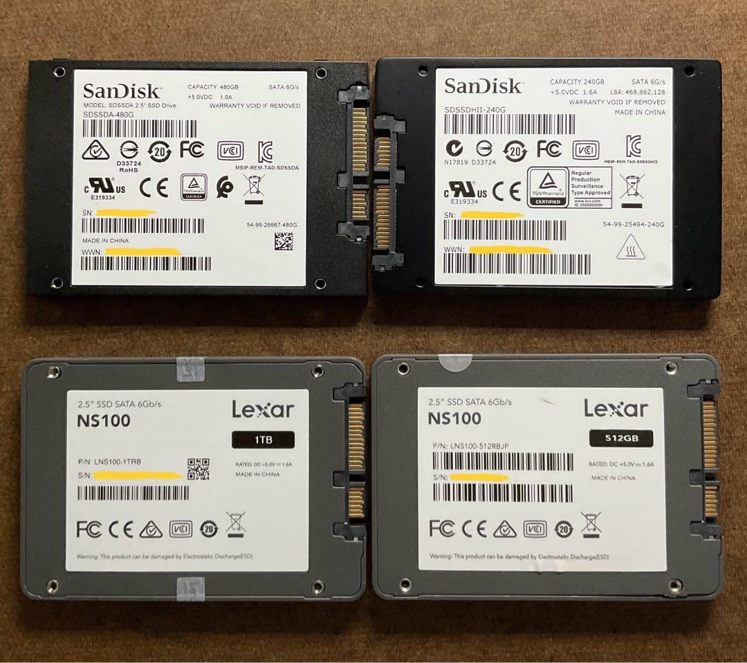 2.5インチ SATA SSD 4個セット