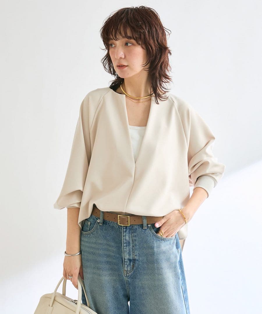 未使用　リヴドロワ　キーネックダンボールプルオーバー　ライトベージュ