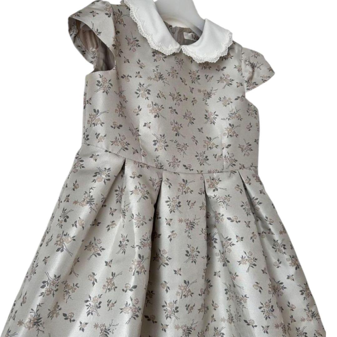 【120】エルアンノアール アンサンブル フォーマル ブラウン ベージュ 花柄