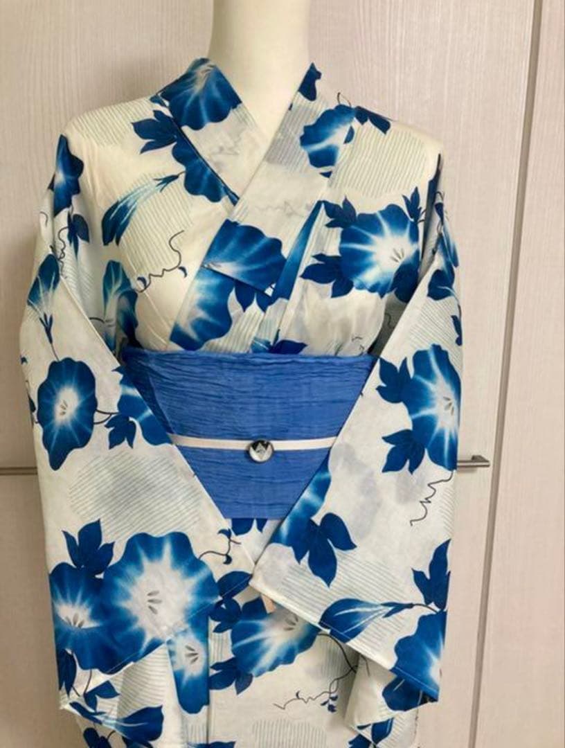 浴衣　朝顔+兵児帯itomi 露草色セット