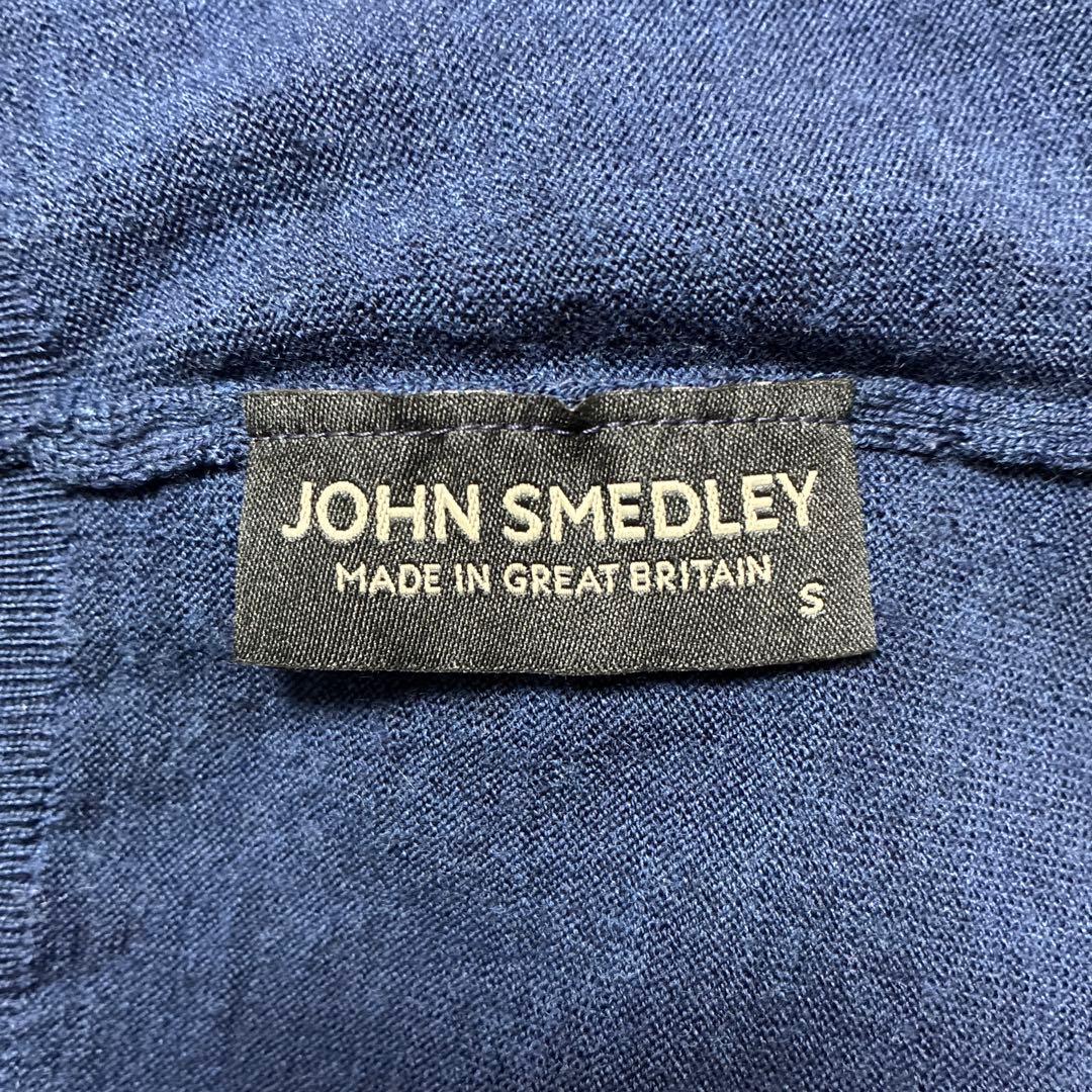 極美品 JOHN SMEDLEY タートルネックセーター ネイビーブルー ウール
