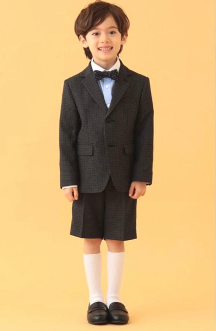BEAMS mini フォーマルスーツ 120cm グレー系チェック