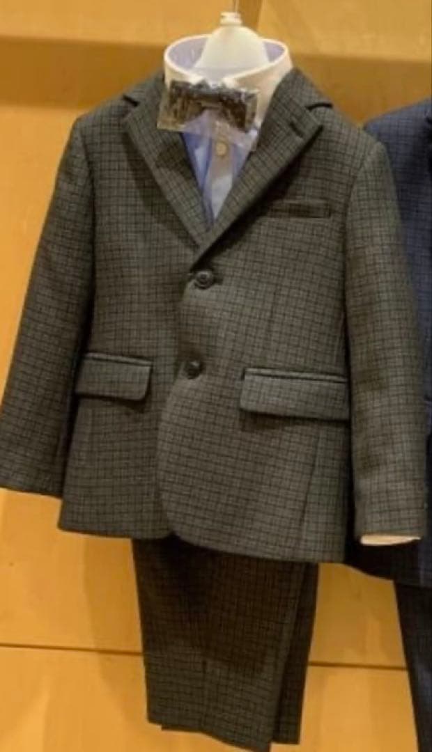 BEAMS mini フォーマルスーツ 120cm グレー系チェック