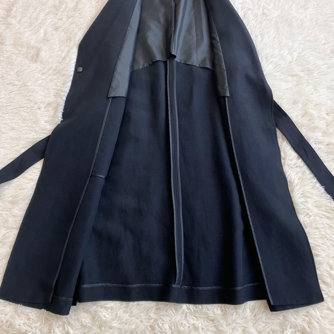 24SS 23区 ハイカウントライトクロス ロングジレ ベスト Aライン 紺色