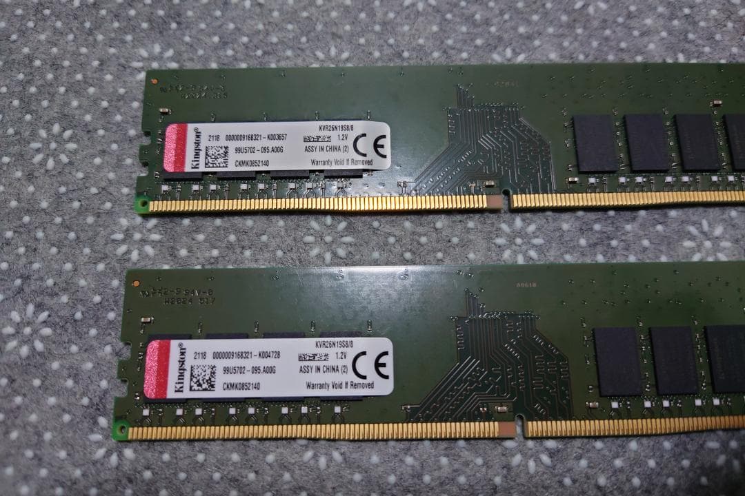 Kingston 16GB DDR4 メモリー 2666MHz 8GB×2枚