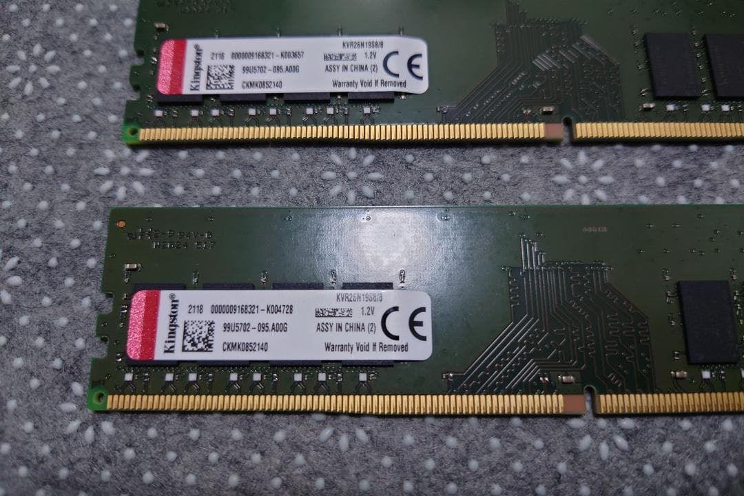 Kingston 16GB DDR4 メモリー 2666MHz 8GB×2枚