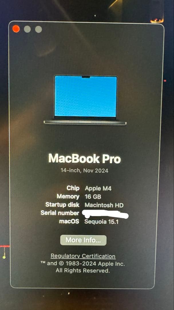 MacBookPro14インチM4 16GB 1TB
