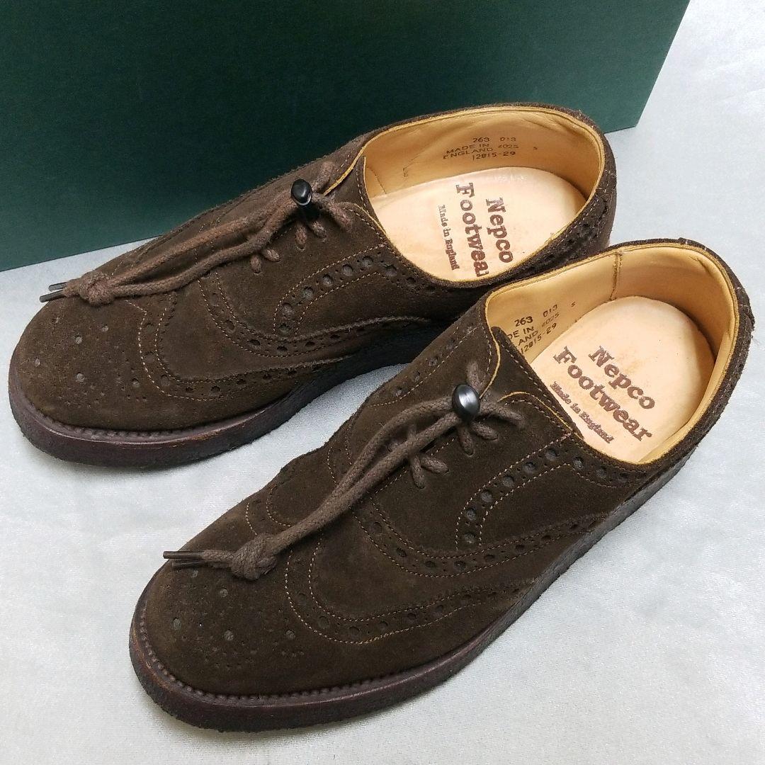 秋冬 Nepco ネプコ ウイングチップ シューズ ラバーソール 茶 英国製