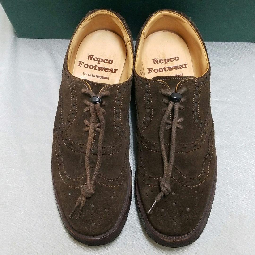 秋冬 Nepco ネプコ ウイングチップ シューズ ラバーソール 茶 英国製