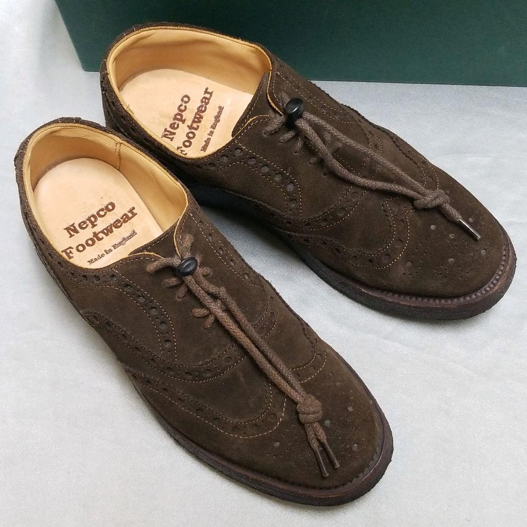 秋冬 Nepco ネプコ ウイングチップ シューズ ラバーソール 茶 英国製