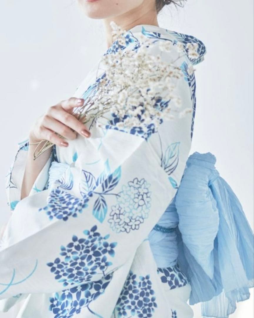 あじさい柄 レディース浴衣・帯セット