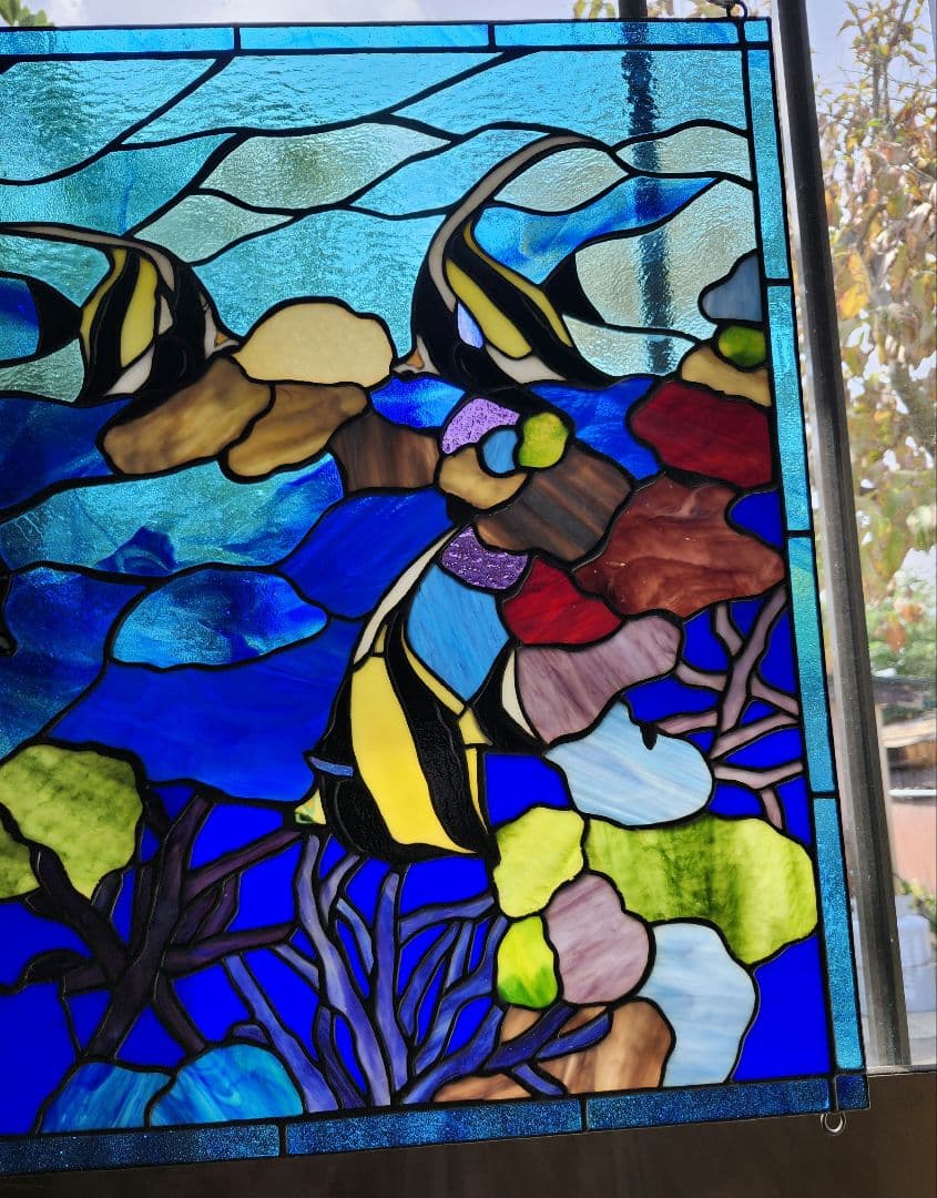 あお・ステンドグラスパネル