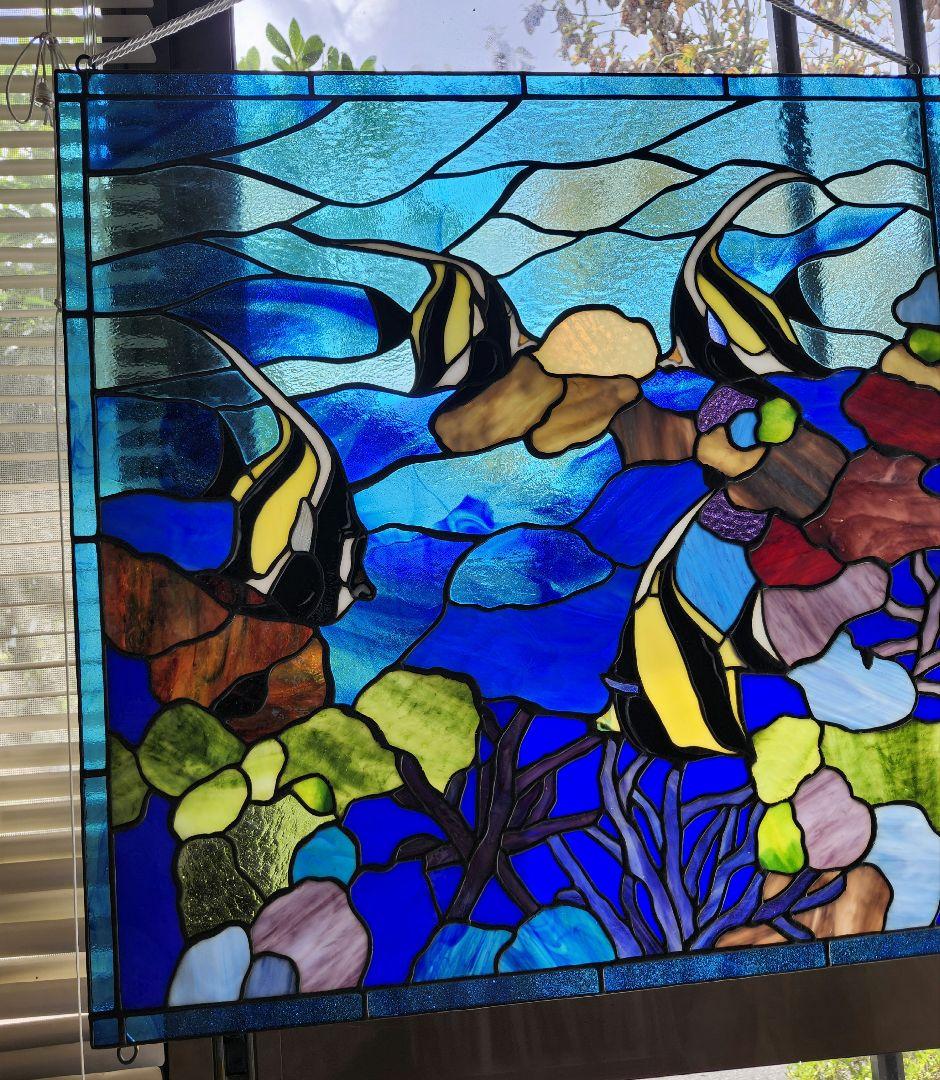 あお・ステンドグラスパネル