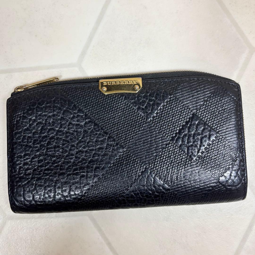 箱，保存袋付き！バーバリー 長財布 ブラック レザー BURBERRY