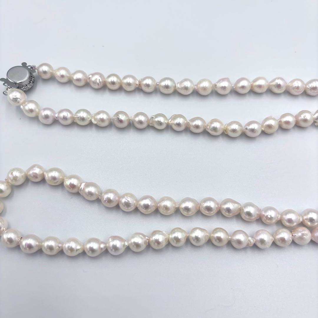 【百貨店証明書付】照り干渉色◎あこや真珠120㎝ロングパールネックレス 約8mm