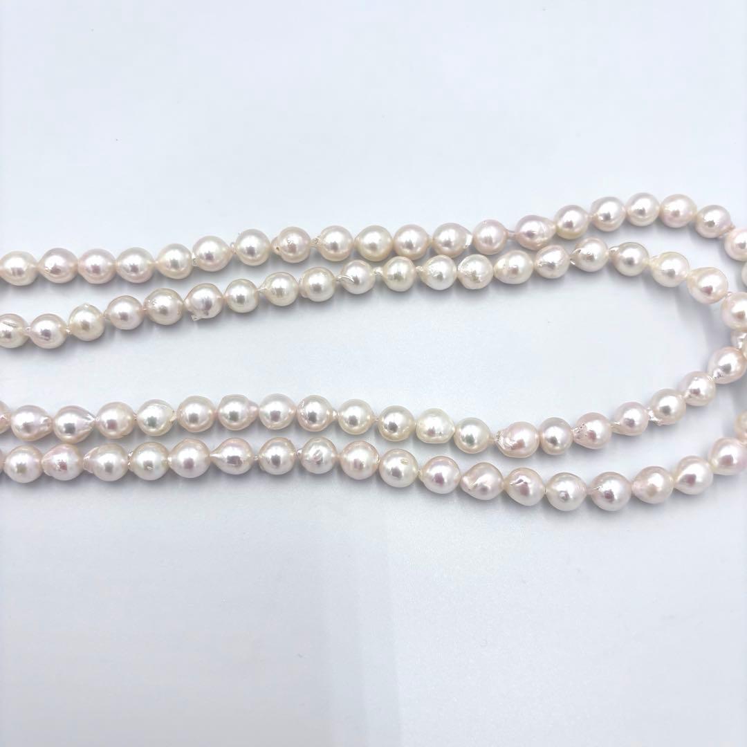 【百貨店証明書付】照り干渉色◎あこや真珠120㎝ロングパールネックレス 約8mm