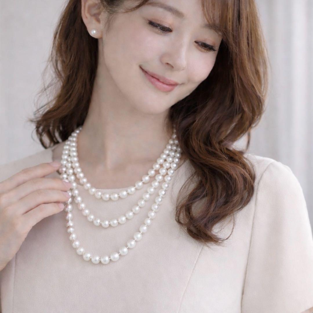 【百貨店証明書付】照り干渉色◎あこや真珠120㎝ロングパールネックレス 約8mm