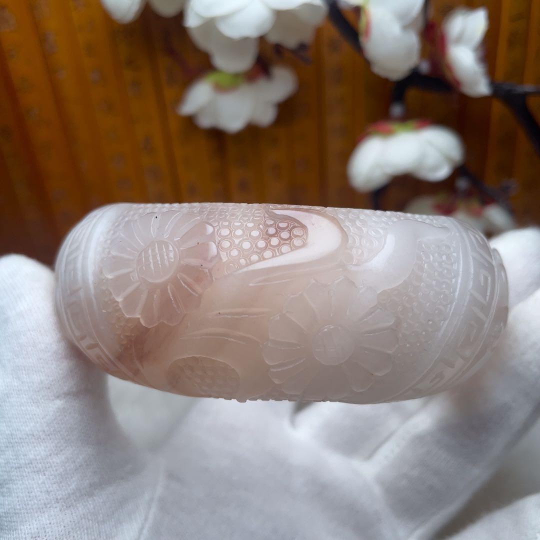 （62.5mm）天然石無処理【✨精品彫刻 梅蘭竹菊】 石英岩玉 パワーストーン