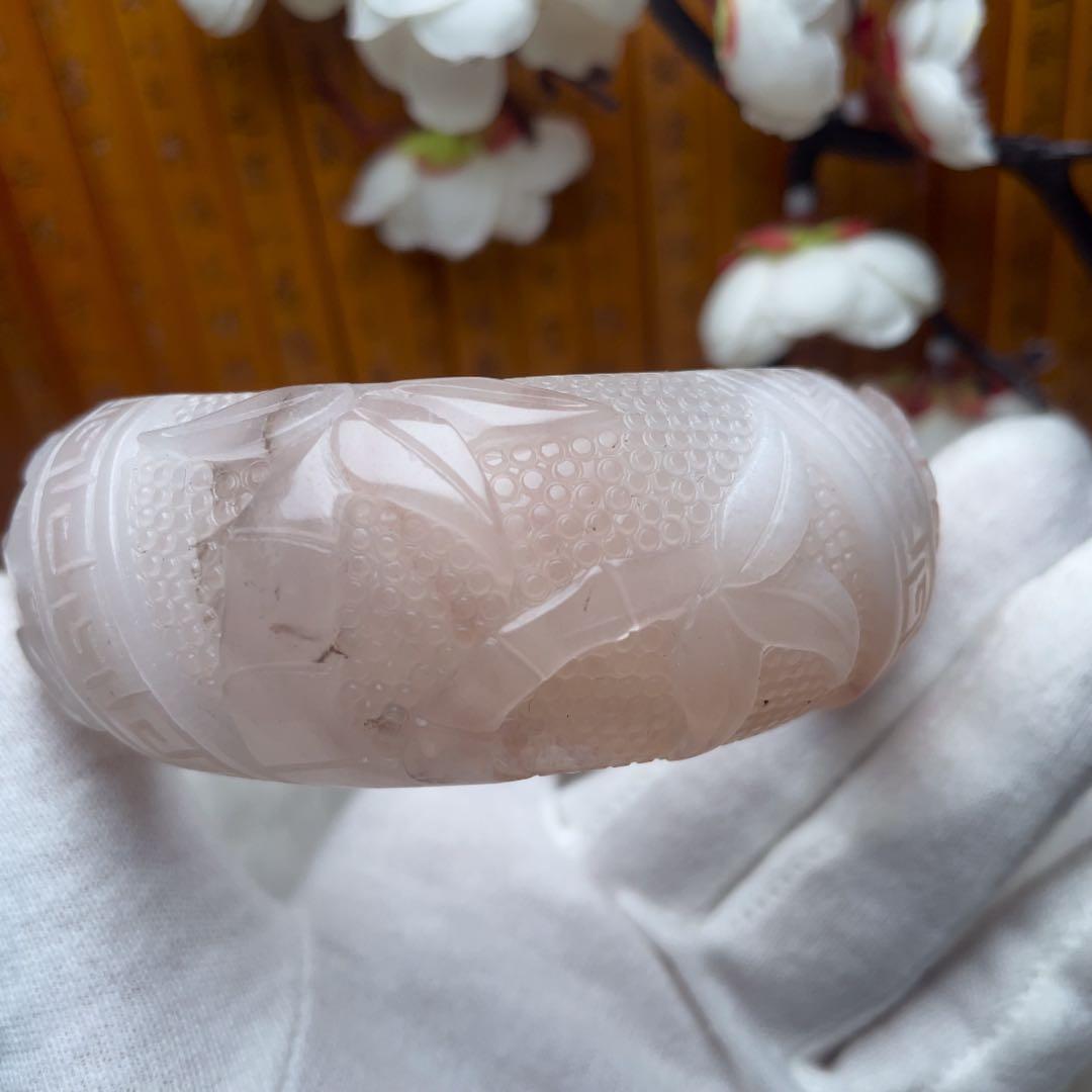 （62.5mm）天然石無処理【✨精品彫刻 梅蘭竹菊】 石英岩玉 パワーストーン